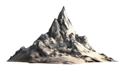 Poster - Isolated mountain peak with jagged edges against a plain white background in a studio shot