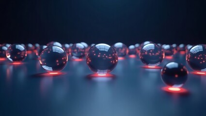 Aufkleber - An abstract 3D render featuring glass spheres with red lights below