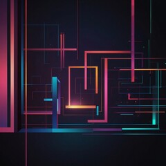 Aufkleber - Abstract neon digital design. Graphic background with bright lights