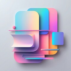 Aufkleber - A pastel-colored abstract geometric composition, showcasing vibrant shapes and forms that create a sense of visual harmony and modern design