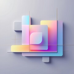 Aufkleber - Geometric shapes arranged in a colorful gradient. The design showcases a minimalist aesthetic, with each form casting soft shadows. The vibrant gradient adds a touch of modern elegance