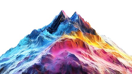 Poster - A colorful mountain range with peaks against a white background in an abstract style