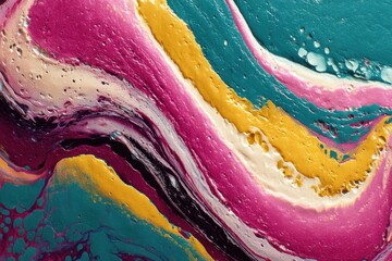 Poster - Striking abstract painting featuring vibrant colors and flowing organic shapes, creating a dynamic and textured composition with a sense of movement and depth.