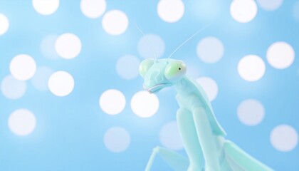 Pastel Praying Mantis with Bokeh Background Creating a Dreamy Aesthetic
