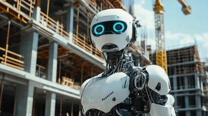 Poster - ai robot engineer and a man builder inspection construction work with a robot worker