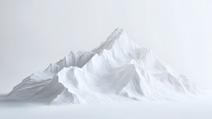 Poster - A minimalist view of snow covered mountains with a soft white background creating a serene scene