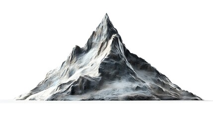 Poster - A digitally created mountain peak with snow and rock texture against a white background isolated shot