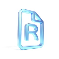 Poster - Conceptual blue file with letter r floating against a white background