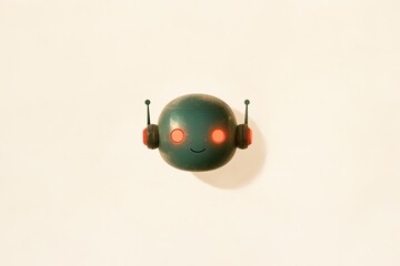 Poster - Friendly ai chatbot icon with headphones for digital interface and technology designs