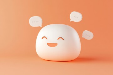 Poster - Friendly ai chatbot icon design on warm orange background for digital communication