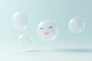 Poster - Cheerful ai chatbot icon with smiling face in minimalist bubble design
