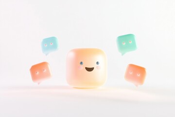 Poster - Cute ai chatbot icons with smiling faces for digital design and app development