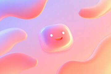 Poster - Colorful ai chatbot icon design with gradient smiling face