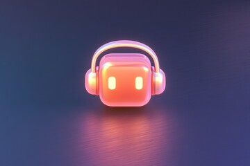 Poster - Playful ai chatbot icon design with vibrant neon colors on dark background