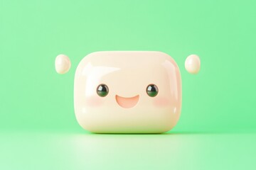 Poster - Cheerful ai chatbot icon design on green background for digital interface