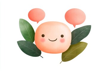 Poster - Cute chatbot icon with smiling face and speech bubbles for digital communication design
