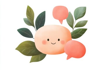 Poster - Delightful ai chatbot icon with speech bubbles and leaf elements for branding