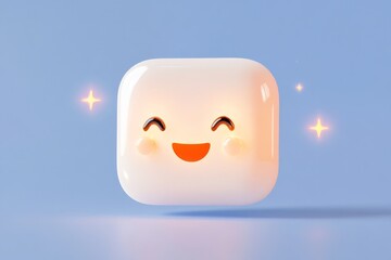 Poster - Cute ai chatbot icon with smiling face for digital design and user interface