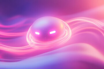 Poster - Futuristic ai chatbot icon with glowing lights in vibrant abstract background