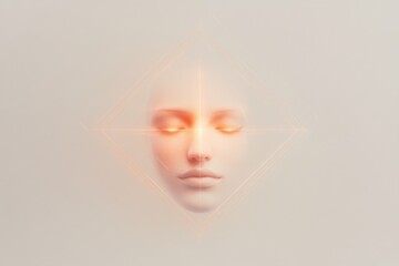 Poster - Minimalist ai chatbot icon design with geometric face for digital interface use