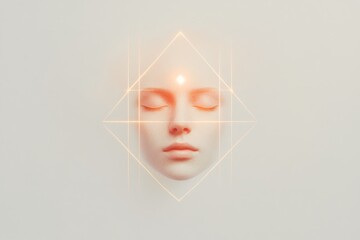 Poster - Futuristic ai chatbot icon with geometric design for technology and innovation projects