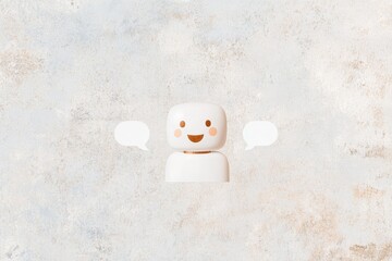 Poster - Minimalist ai chatbot icon design with speech bubbles on textured background