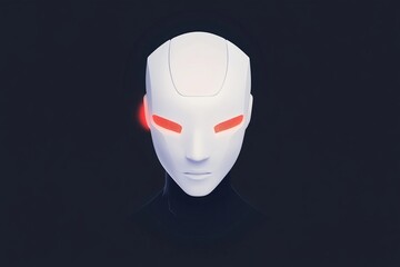 Poster - Futuristic ai chatbot icon with glowing red eyes for technology and innovation design