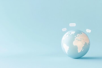Poster - Ai chatbot interface icons on a globe with speech bubbles for technology design