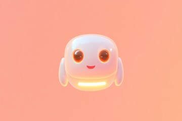 Poster - Friendly ai chatbot icon on soft peach background for technology design