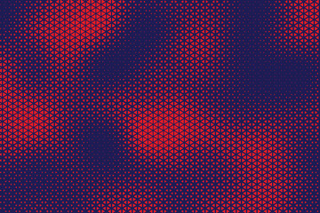 Fototapete - Abstract background with red triangle dots. Triangle halftone geometric background. Halftone triangular retro 80s pattern. Minimal style retro dynamic wallpaper.