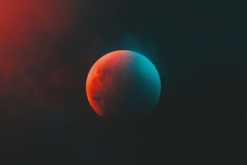 Wall Mural - Dramatic grunge planet with gradient overlay - artistic space illustration for posters and prints