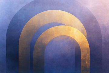 Poster - Layered gradient arches on grunge background for abstract artistic design