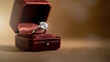 Elegant diamond engagement wedding ring displayed in a luxurious red velvet box