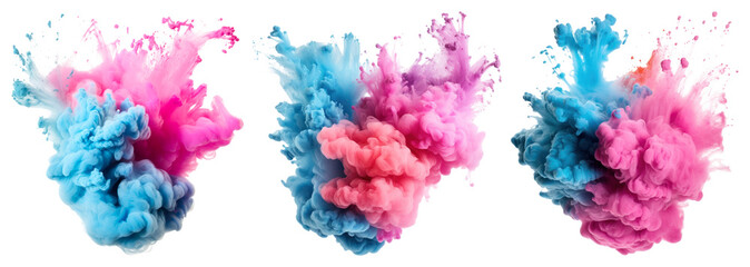 Poster - png vibrant abstract color explosion, element set on transparent background