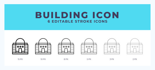 Aufkleber - Building icon with editable stroke. Outline icon vector illustration.