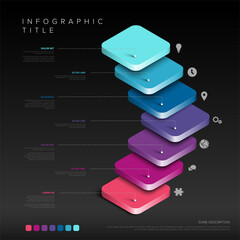 Poster - This clean, modern infographic template features colorful 3D stacked layers perfect for presenting business data step-by-step. Use this stylish infographic template to visualize any process