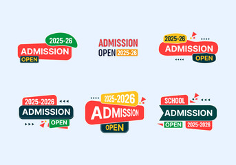 Aufkleber - Admission Open Unit Design Collection, A colorful sign that says 2025-26 Admission Open with a red and yellow background