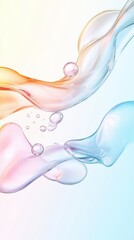 Poster - Fluid shapes flowing with transparent bubbles on bright gradient backdrop. Liquid forms of color with gentle movement. Abstract forms of water with air.