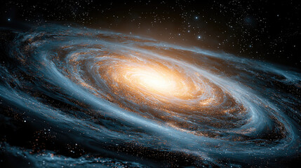 Poster - Spiral galaxy cosmic glowing star universe space astronomy majestic swirl in deep space with radiant center