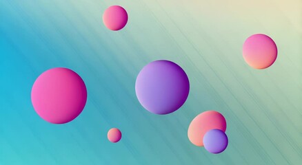 Poster - Abstract colorful spheres floating on a gradient background  