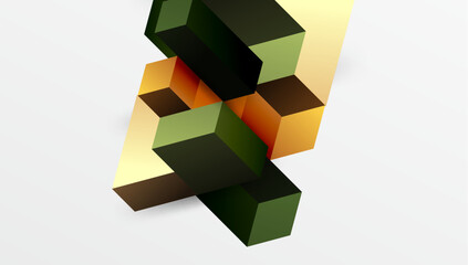 Poster - Abstract geometric shapes overlap, creating complex visual texture. Warm, cool tones blend, suggesting depth, dimension. Minimalist design.