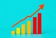 © Chavanlak - Upward trending arrow graph with rising bar chart illustrating business success,  expansion,  soaring