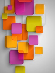 Aufkleber - Abstract composition of rounded squares in vibrant colors on a gray background studio shot graphic design