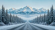 © Viktoriia Boiko - Snow-covered road leading to majestic Canadian Rockies through forested landscape on a clear winter morning