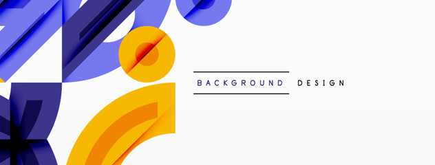 Leinwandbilder - Abstract geometric shapes, vibrant blue, yellow hues. Modern design elements create dynamic composition. Minimalist style, clean background.