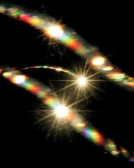 Leinwandbilder - Abstract light flares on black background, rainbow spectrum effect, bright starbursts, artistic studio shot