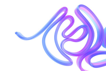 Poster - abstract liquid glass translucent ribbon 3d background. holographic tape folded wave line. iridescen