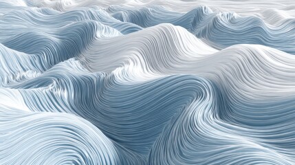 Aufkleber - Abstract Flowing Lines in Blue and White Creating a Wavy Landscape from Above in a Modern Style