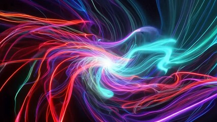 Poster - Abstract swirling neon lights, energy, cosmic background, design