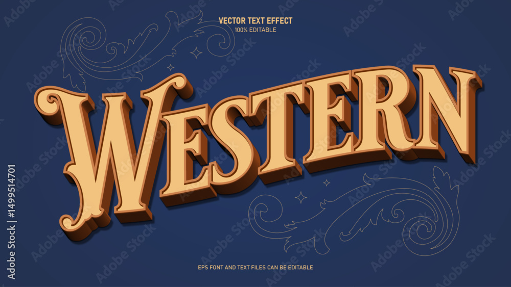 Western 3d text style editable text effect Stock Vector | Adobe Stock